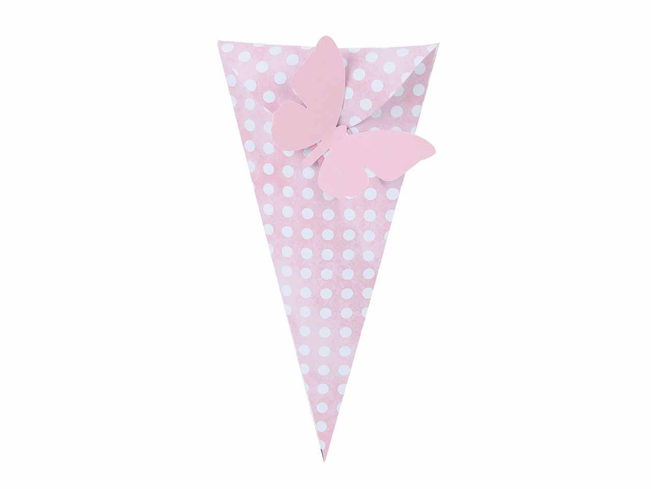 Scatola cono rosa c/pois bianchi 10 pezzi 1015000400