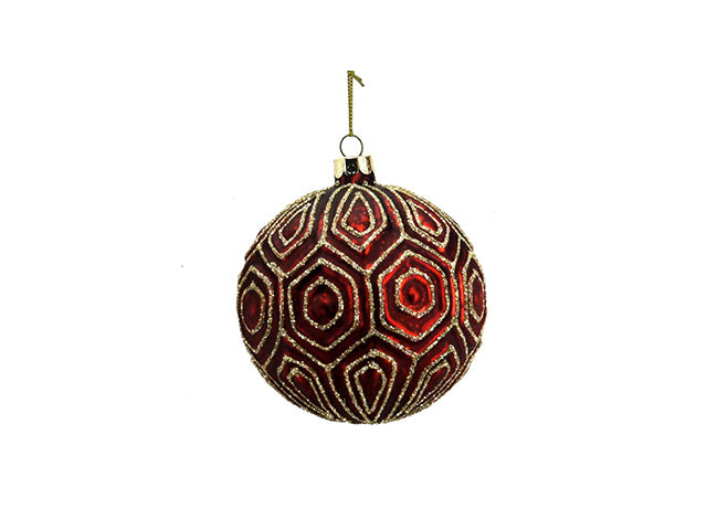 palline natalizie bordeaux in vetro diametro 8cm