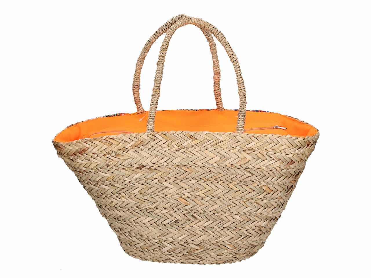 Borsa spiaggia arancione in paglia