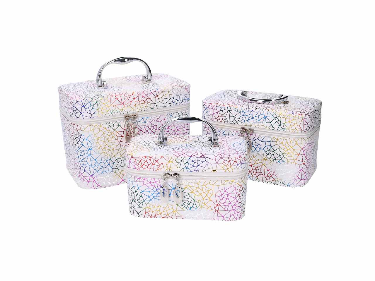 Beauty in ecopelle 3 pezzi con scritte colori assortiti cm19x10h10,5 cm21x13h13,5 cm23x15h16