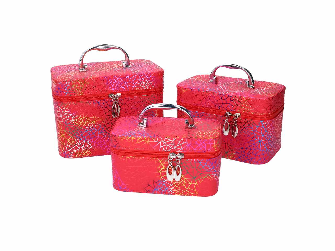 Beauty in ecopelle 3 pezzi con scritte colori assortiti cm19x10h10,5 cm21x13h13,5 cm23x15h16