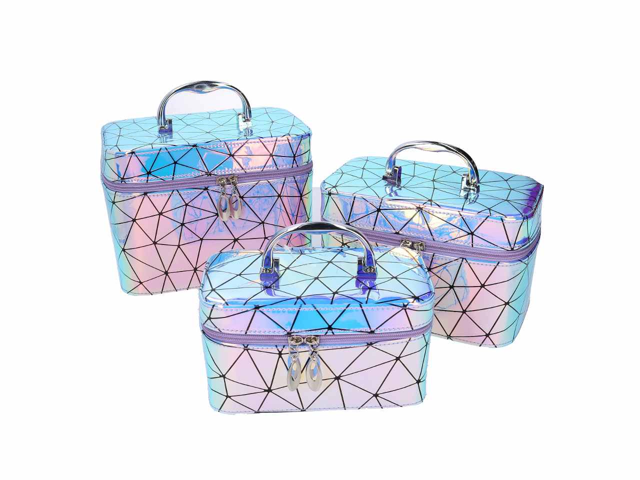 Beauty in ecopelle 3 pezzi fluo rettangolare colori assortiti cm19x10h11,5 cm21x13h14 cm23x15h17