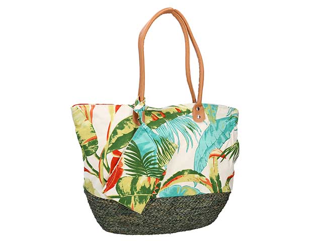 Borsa spiaggia con pochette in tessuto