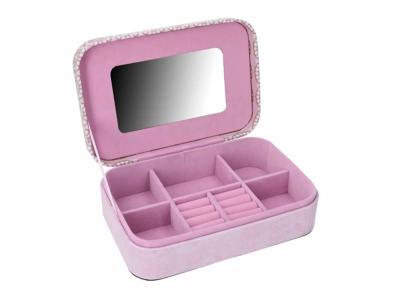 Portagioie in ecopelle rosa rettangolare cm22x14,5h6,5