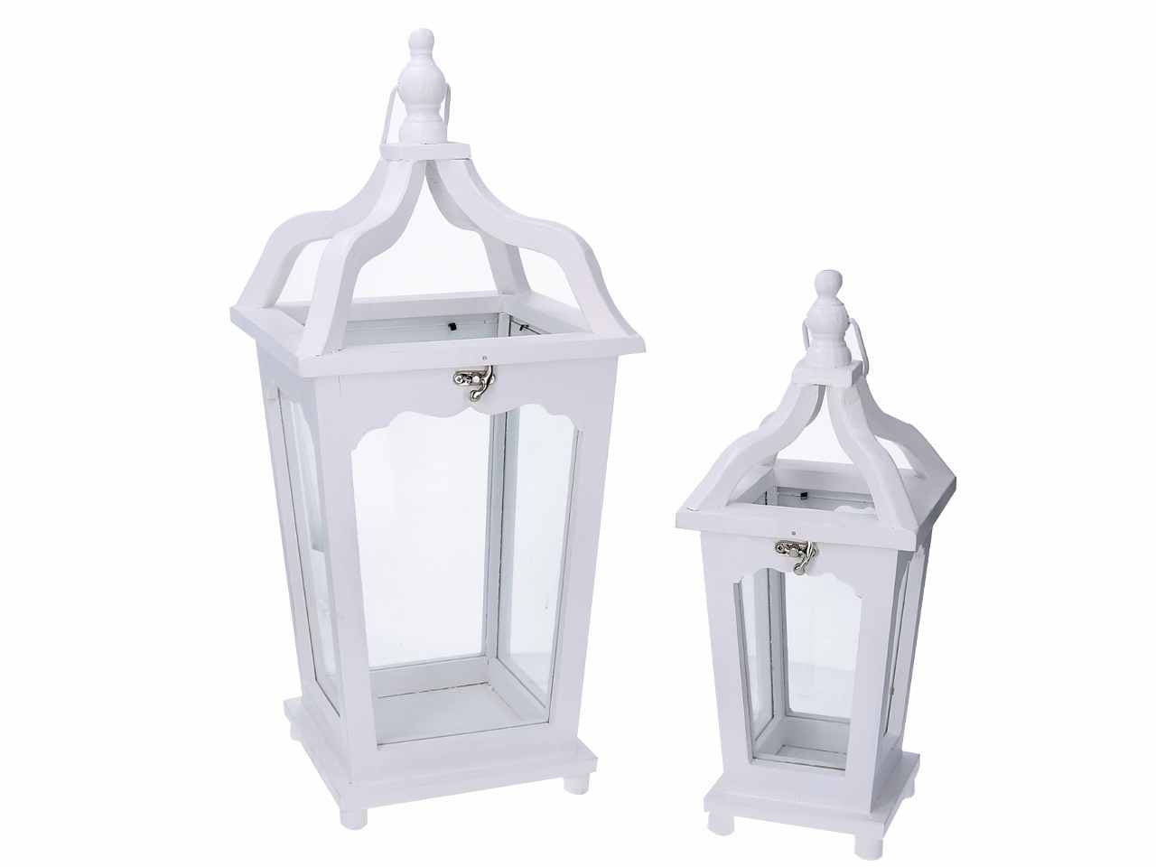 Lanterna legno 1-2 bianco rettangolare cm22,5x22,5h52