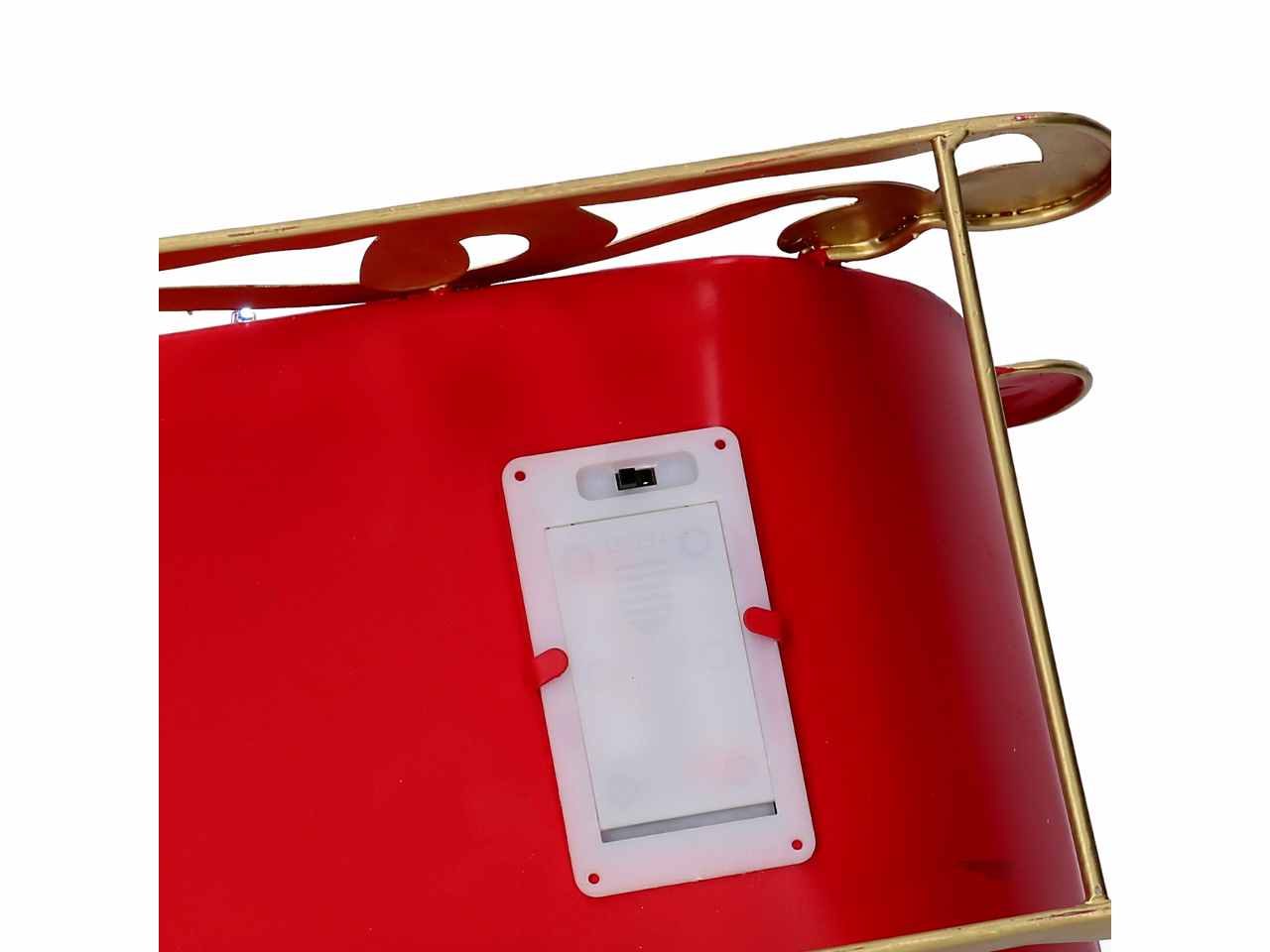 Babbo natale metallo slitta rosso cm32x17x29