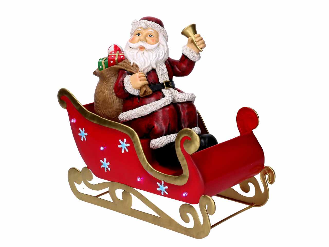 Babbo natale metallo slitta rosso cm32x17x29