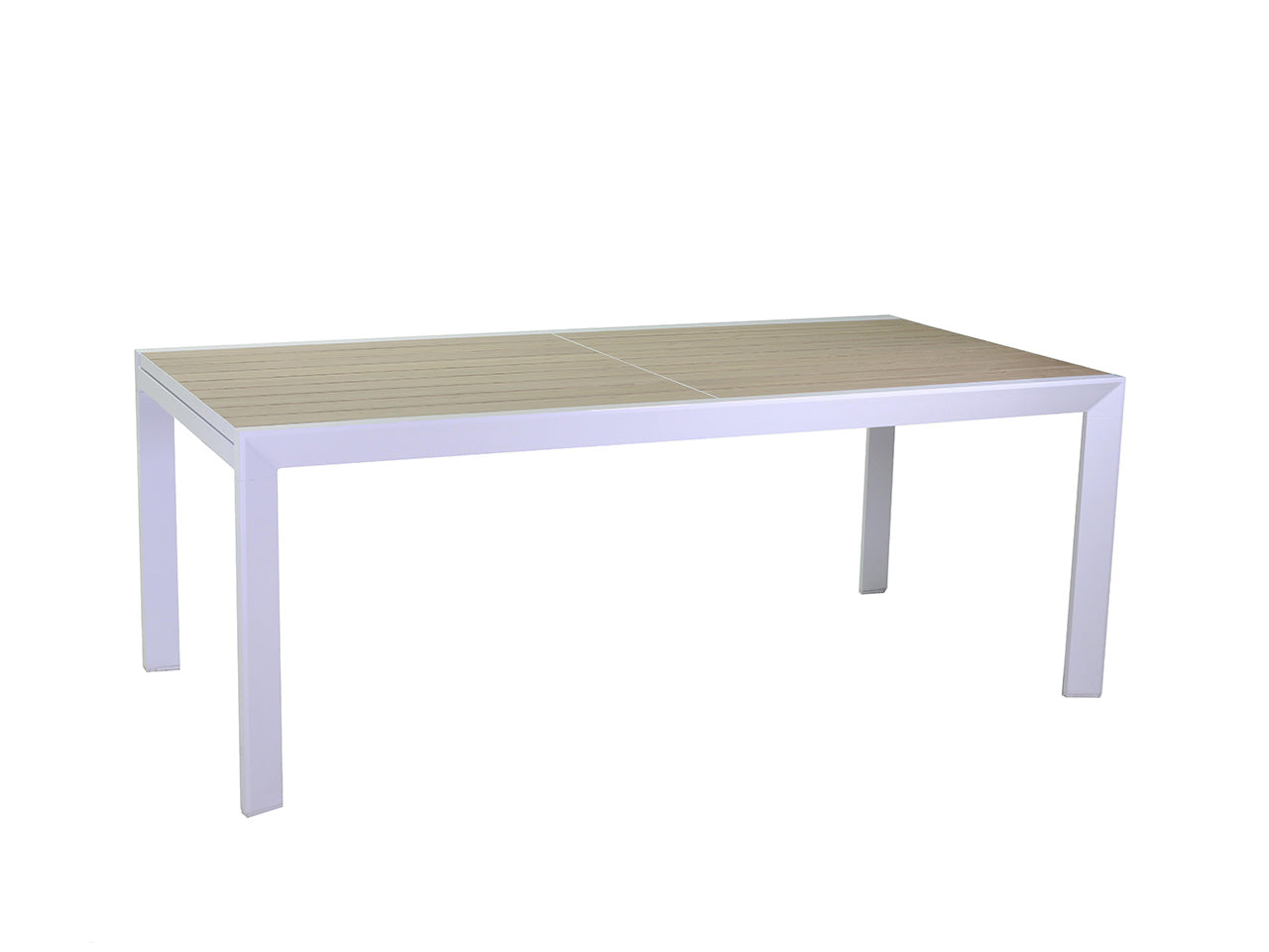 Tavolo in alluminio cleveland bianco opaco allungabile con top effetto legno 200/300x100h75cm