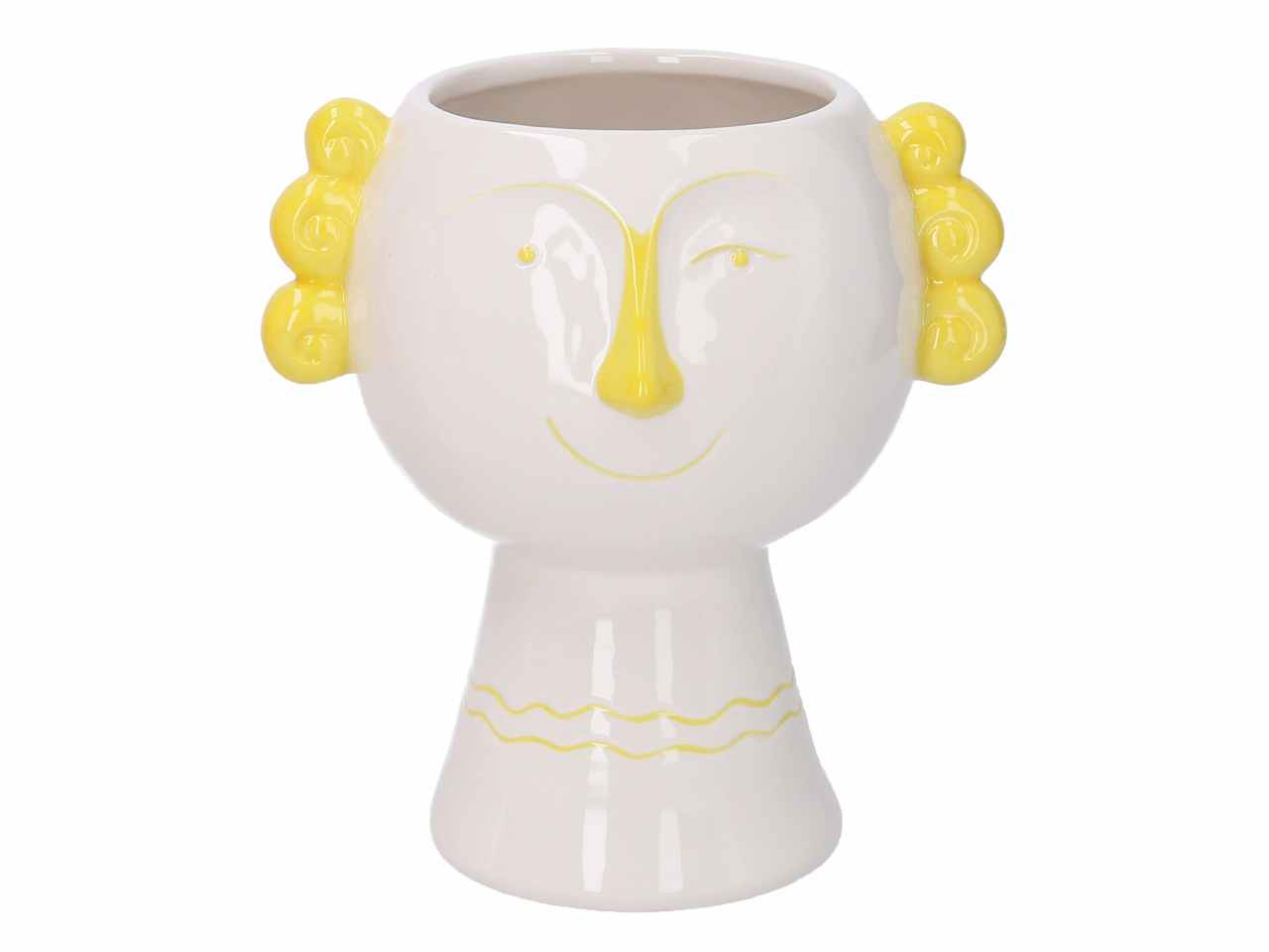 porta vaso ceramica viso giallo h20cm 5864580000