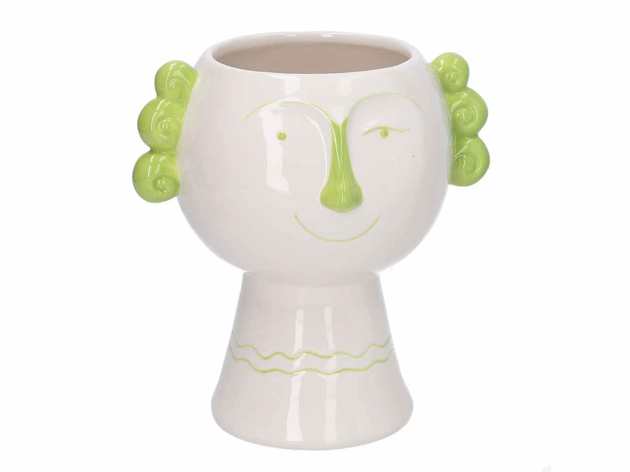 porta vaso ceramica viso verde h20cm 5864590000