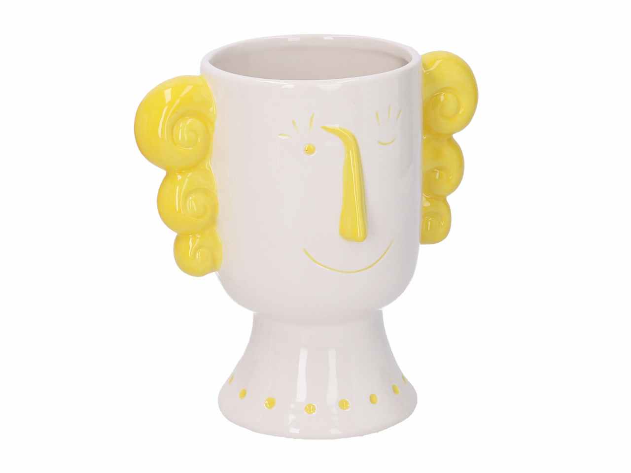 porta vaso ceramica viso giallo h19,2 5864620000