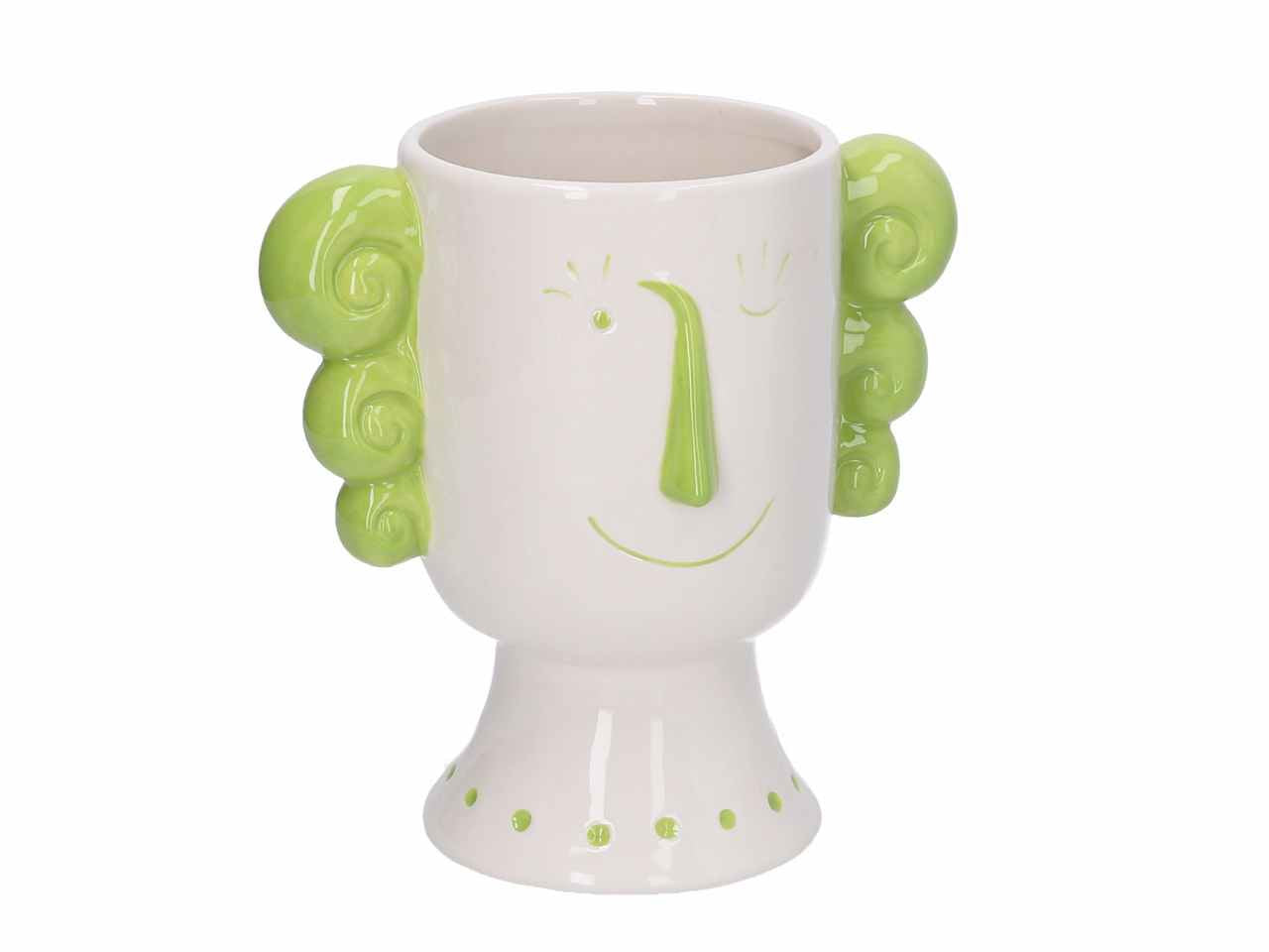 porta vaso ceramica viso verde h19,2cm5864630000