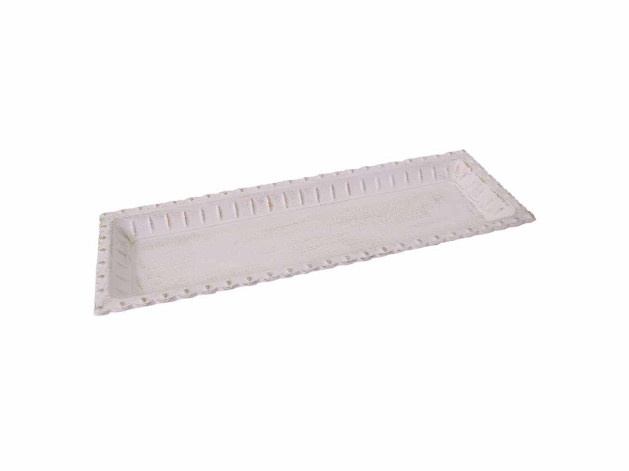Vassoio legno bianco rettangolare cm39x13x3