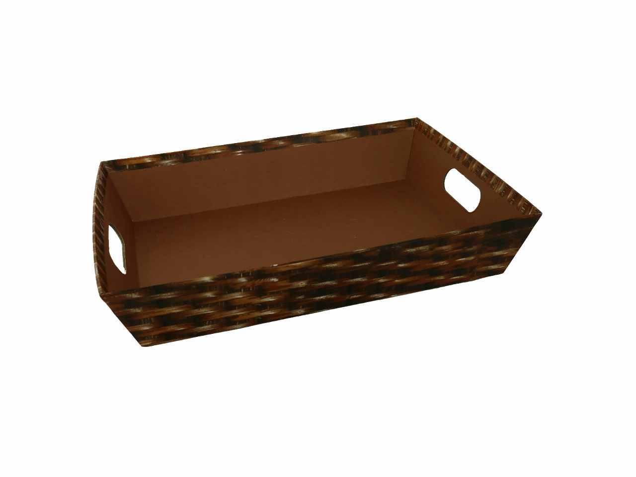 Cesta cartone effetto legno noce rettangolare cm35x26h7