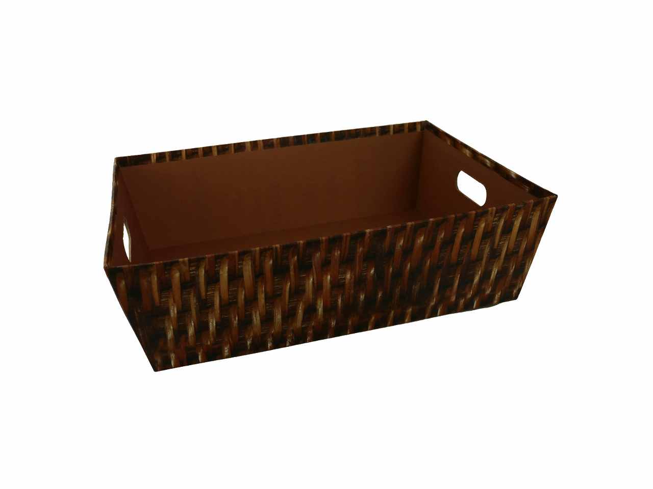 Cesta cartone effetto legno noce rettangolare cm40x30h12