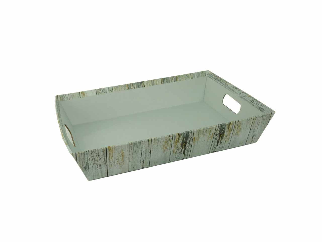 Cesta cartone effetto legno grigio rettangolare cm35x26h7
