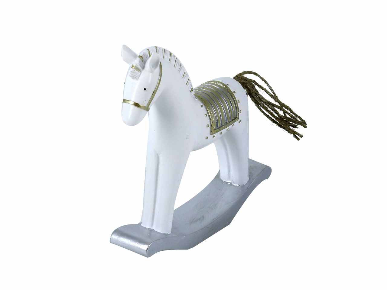 Cavallo resina a dondolo bianco cm15,7x3 ,5x16