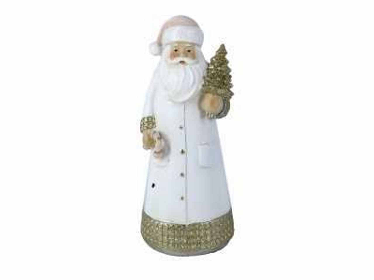 Babbo natale resina con albero bianco cm 9x7x18