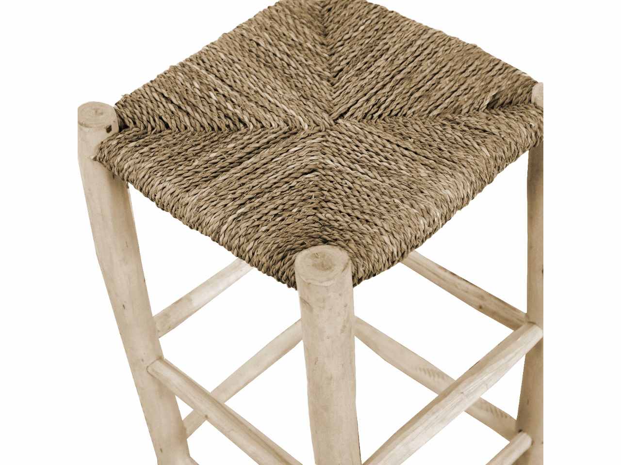 Sgabello da bar in legno impagliato quadrato 35x35xh.50cm