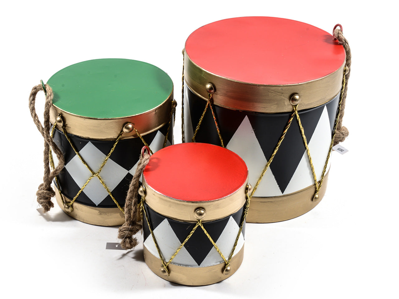 Tamburi in metallo - set da 3 tamburi misura 15x15x15cm 20x20x20cm 25x25x25cm