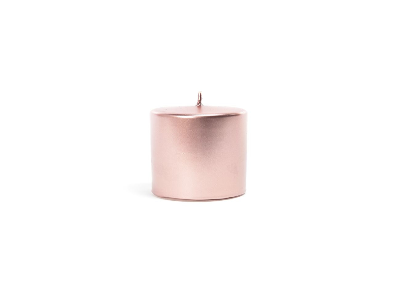 candela natalizia pillar linea lucid colore rose gold misura h.5xd.8cm in scatola bianca