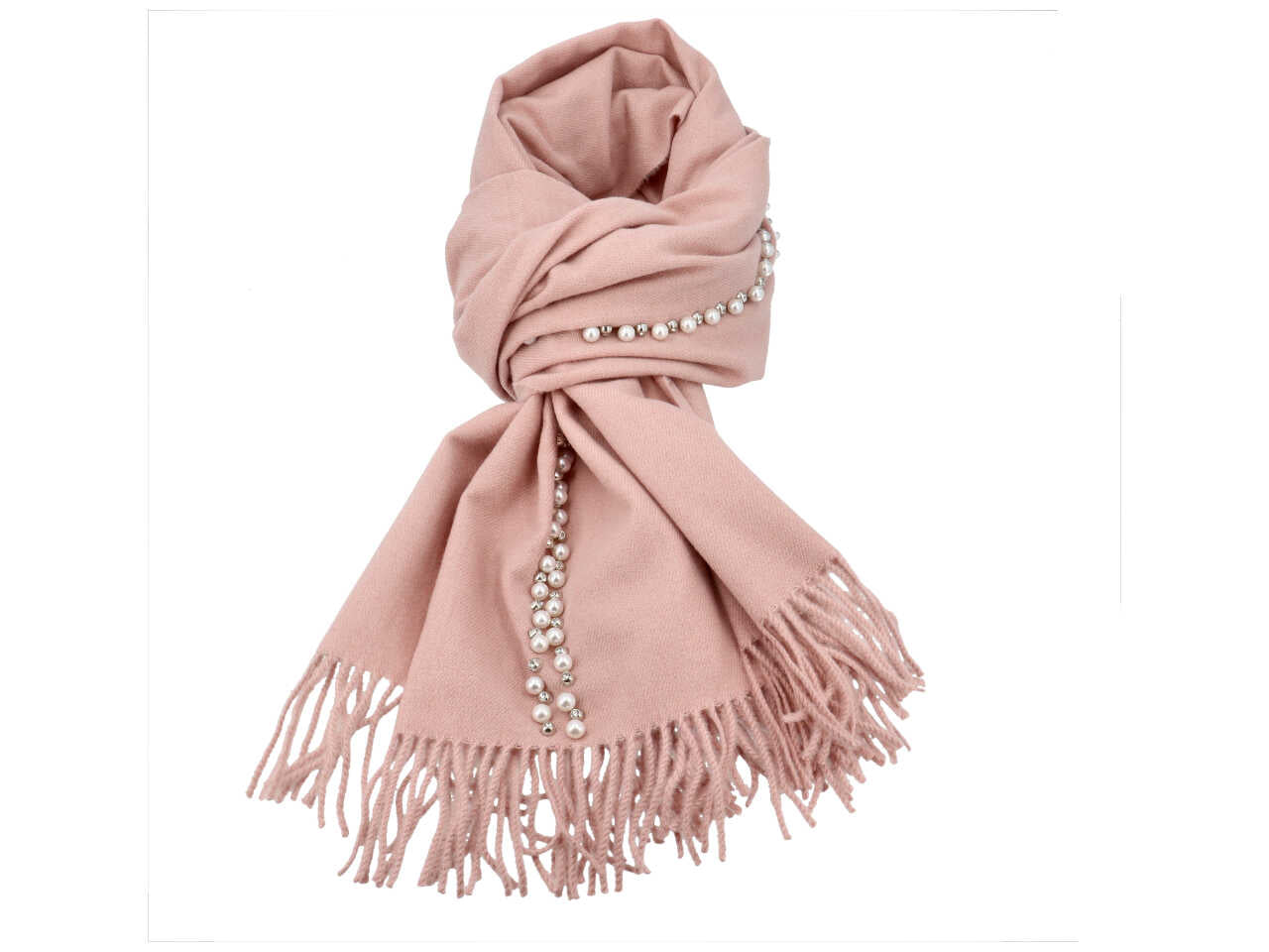 sciarpa con perle e strass 70x190cm ROSA 80% VISCOSA 20% LANA