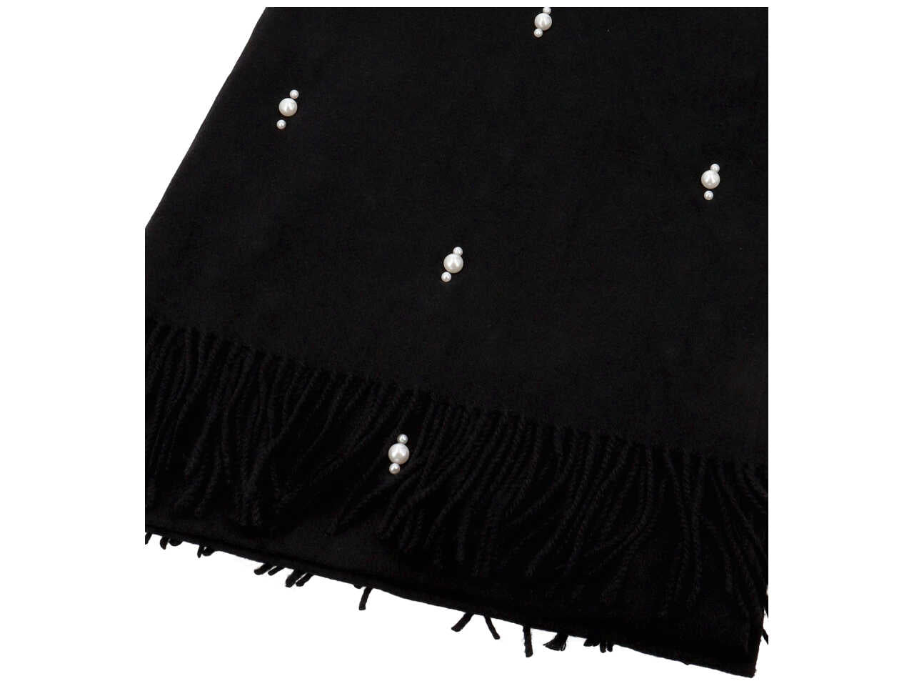 sciarpa con perle e strass 70x190cm NERA 80% VISCOSA 20% LANA