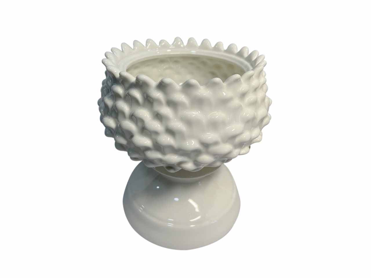 Calice pigna con base in ceramica bianca d19,5xh.21,6cm