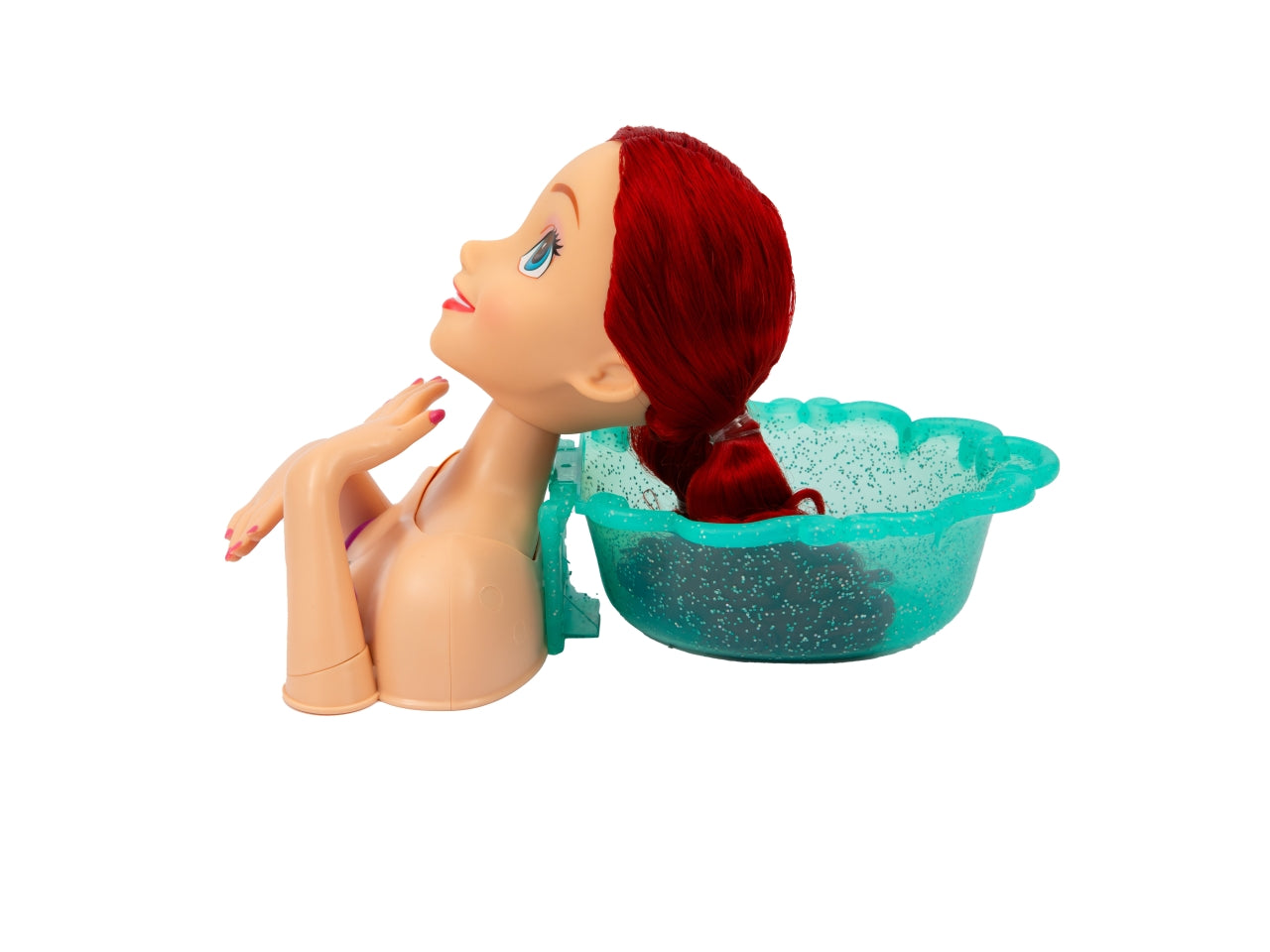 Grandi giochi testa di ariel da 20cm con collo articolato e 20 accessori per creare acconciature
