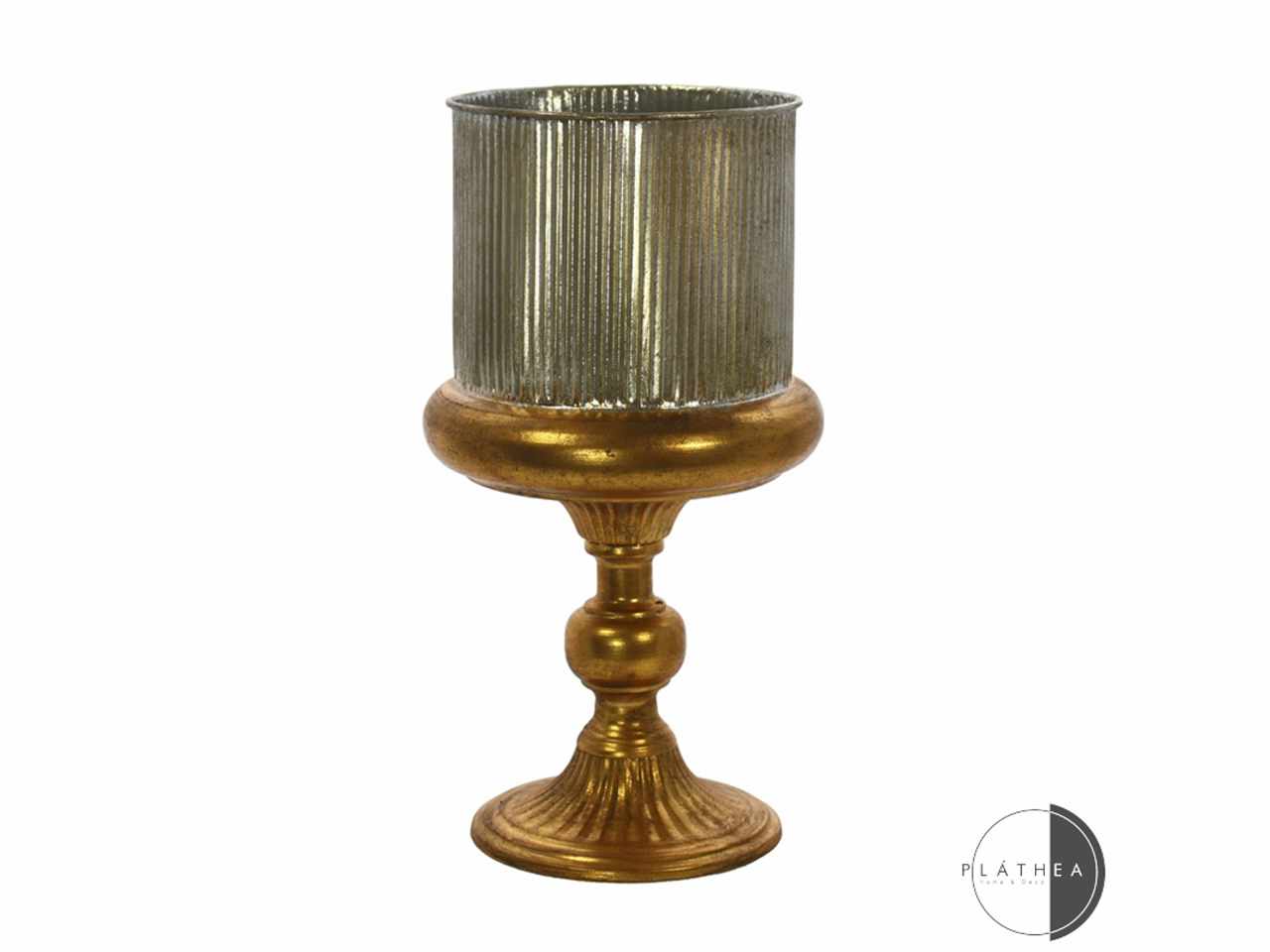 Vaso d.22x41cm argento/ oro in metallo