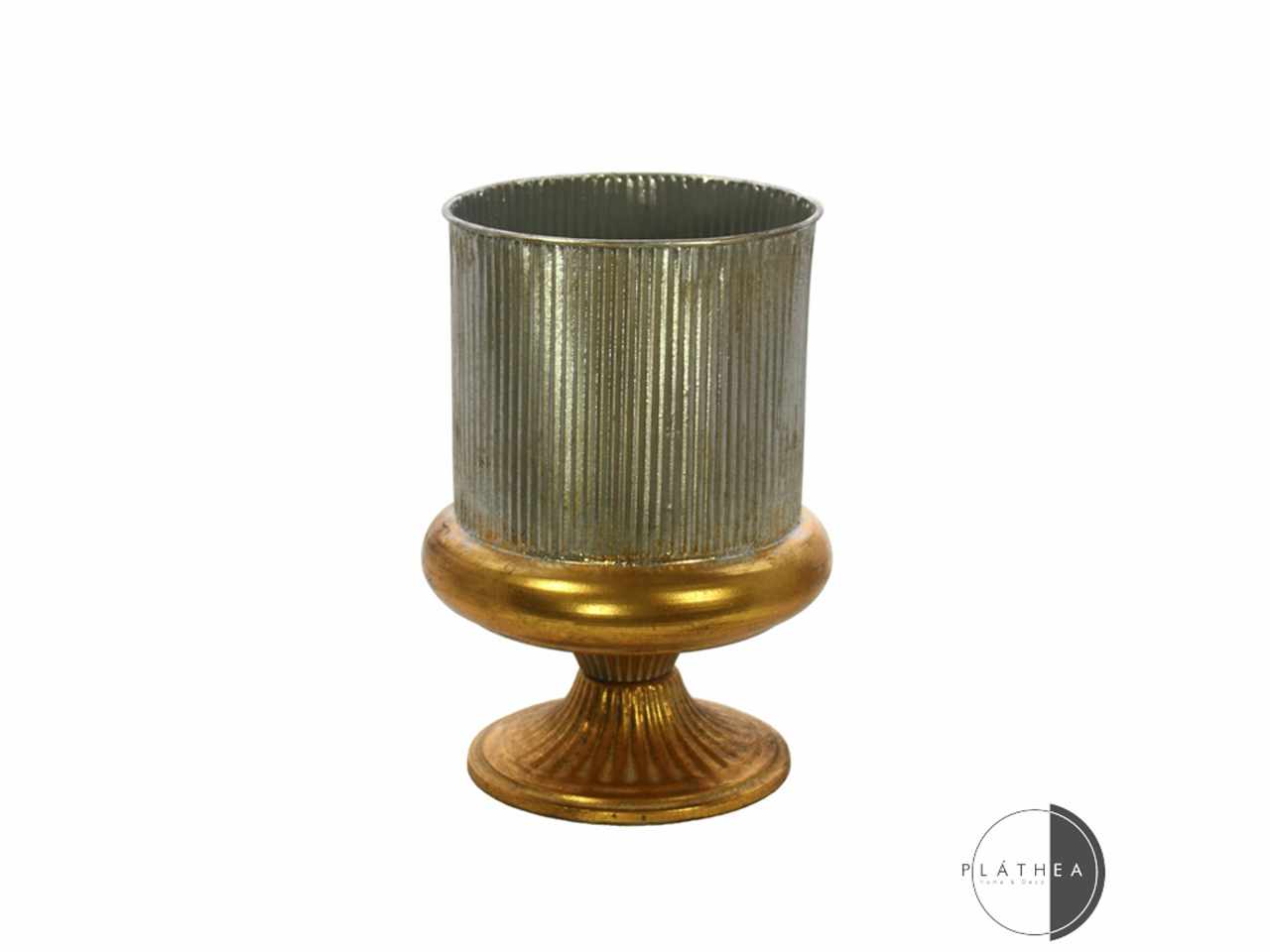 Vaso d.22x31cm argento/ oro in metallo