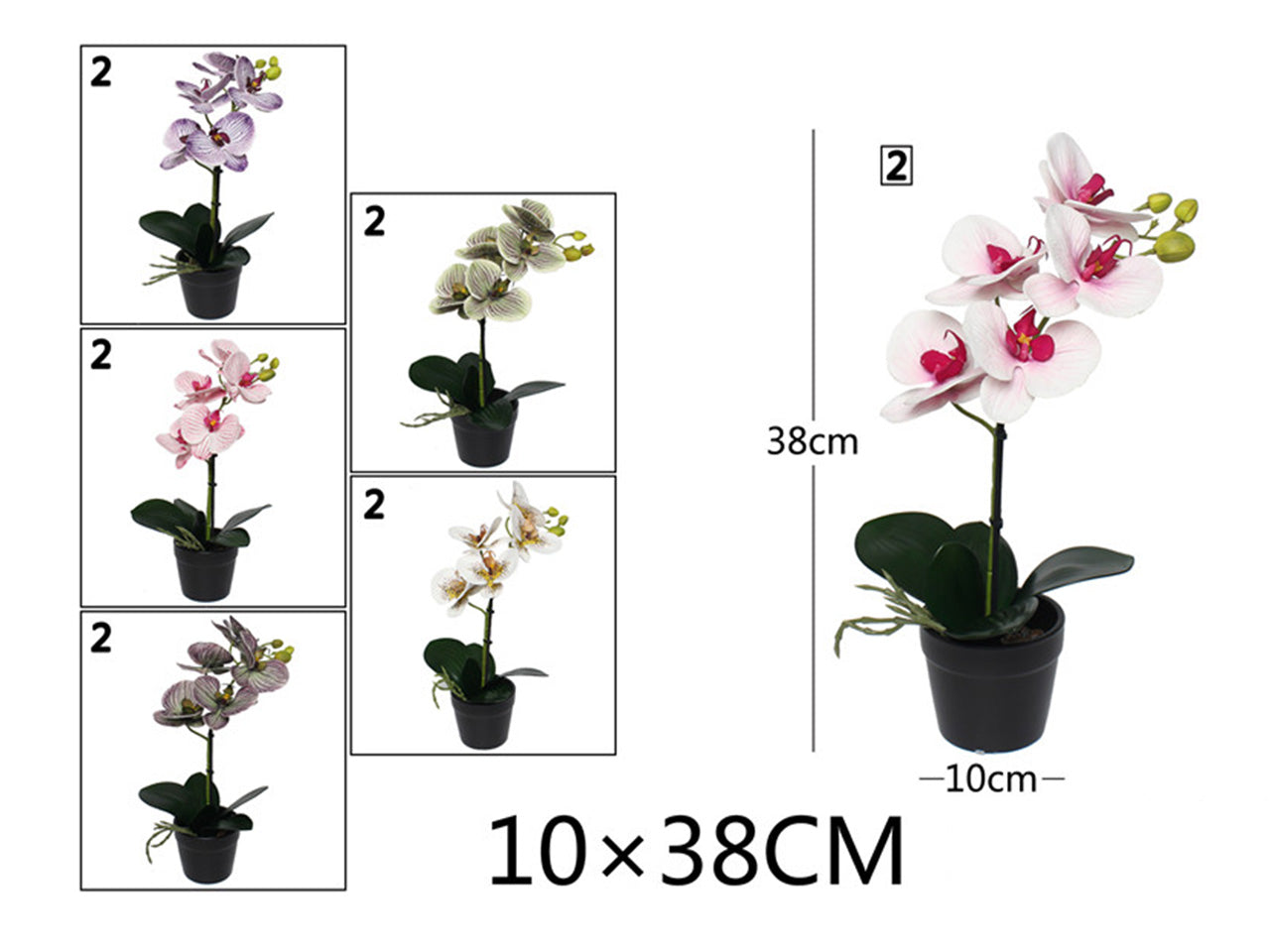 Pianta orchidea artificiale 10x38cm