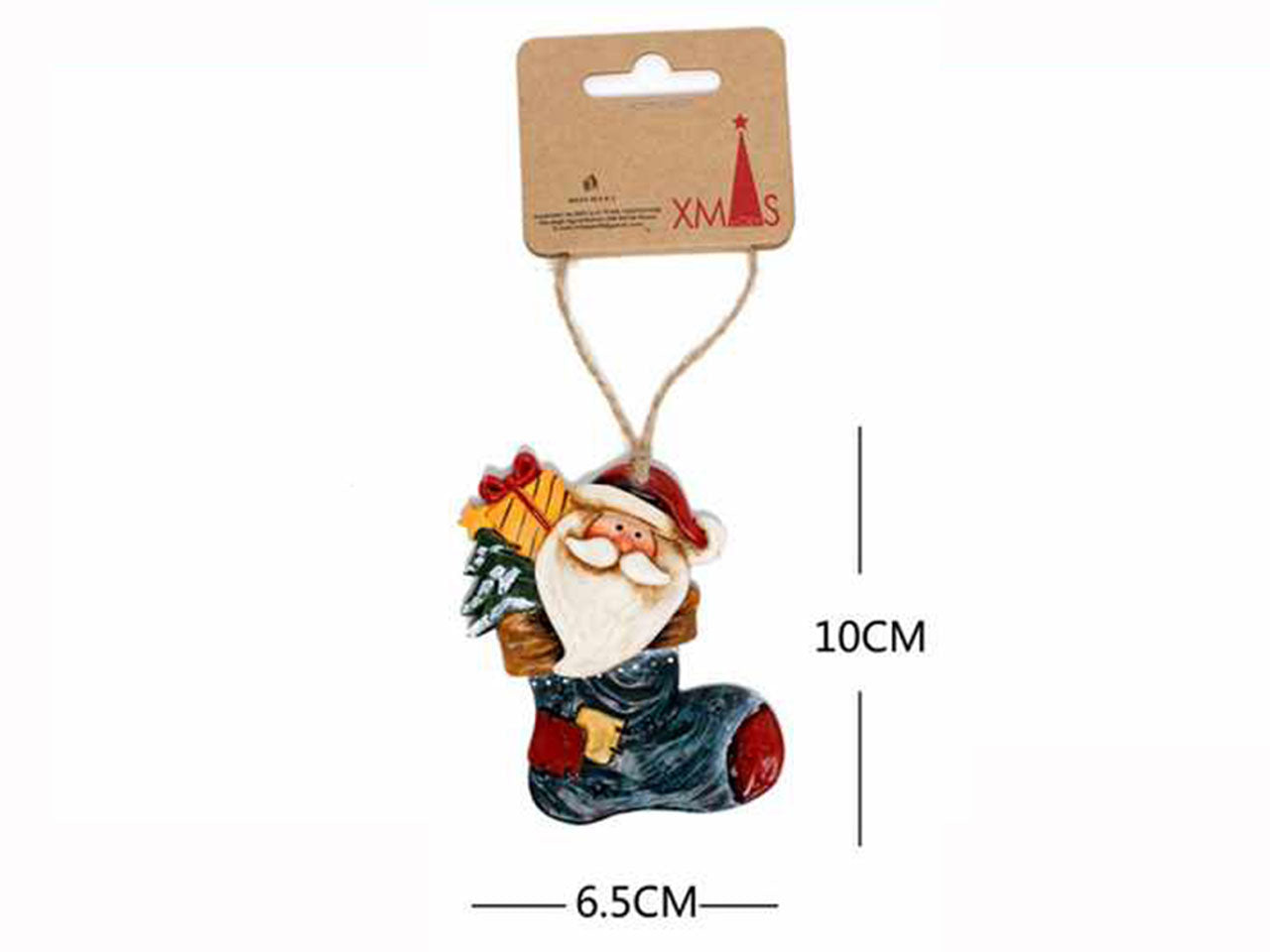 Babbo natale calzetta in resina 10x6.5cm