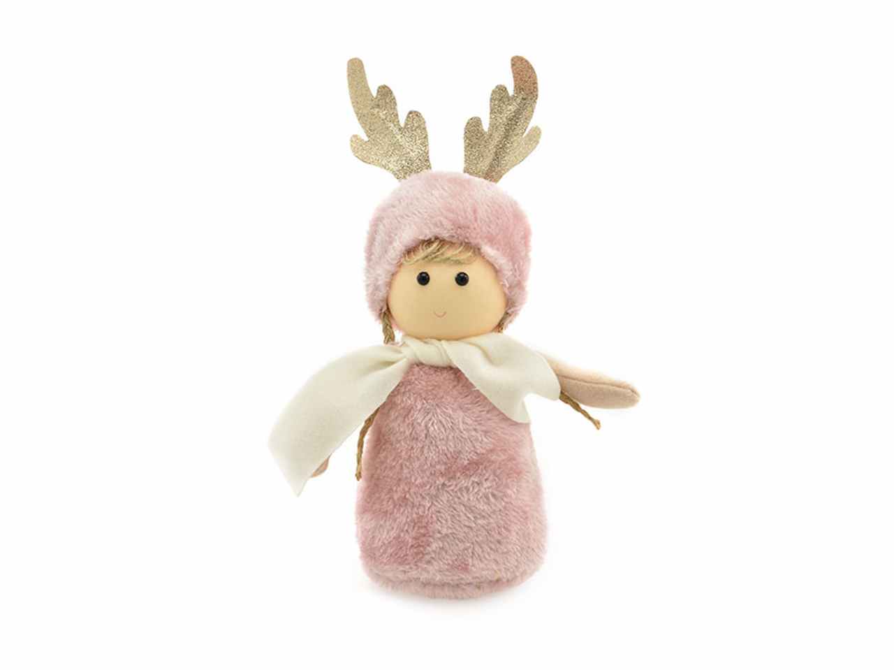 Bambolina cappello renna 15cm rosa