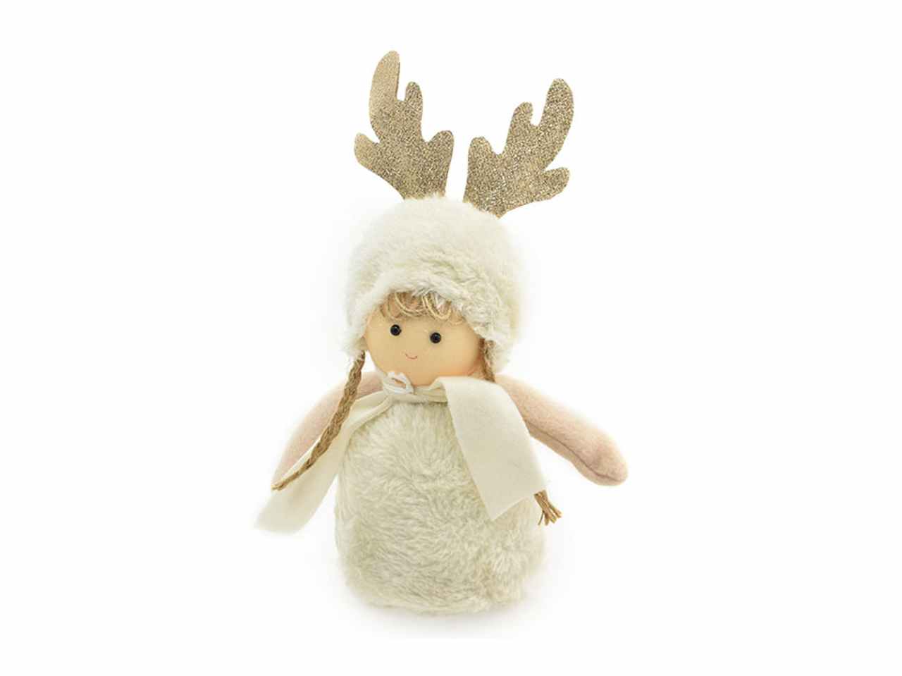 Bambolina cappello renna 30cm bianco