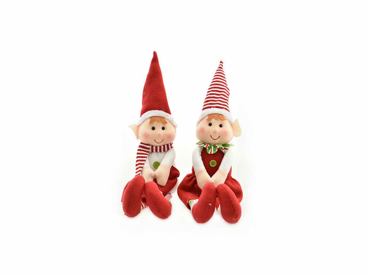 Folletto bimbo/bimba seduto 37.5cm rosso con righe