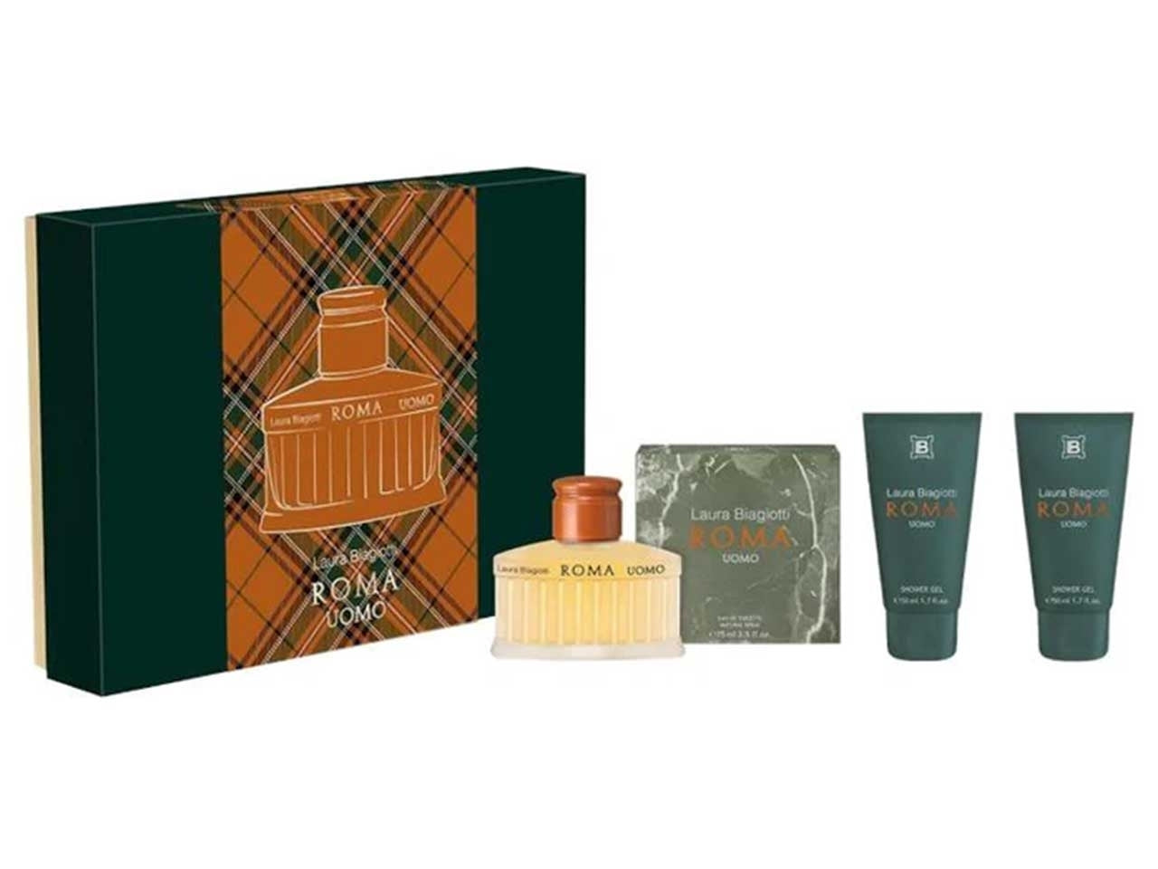 Laura biagiotti roma uomo set regalo eau de toilette vapo da 75ml + 2 shower gel da 50ml$