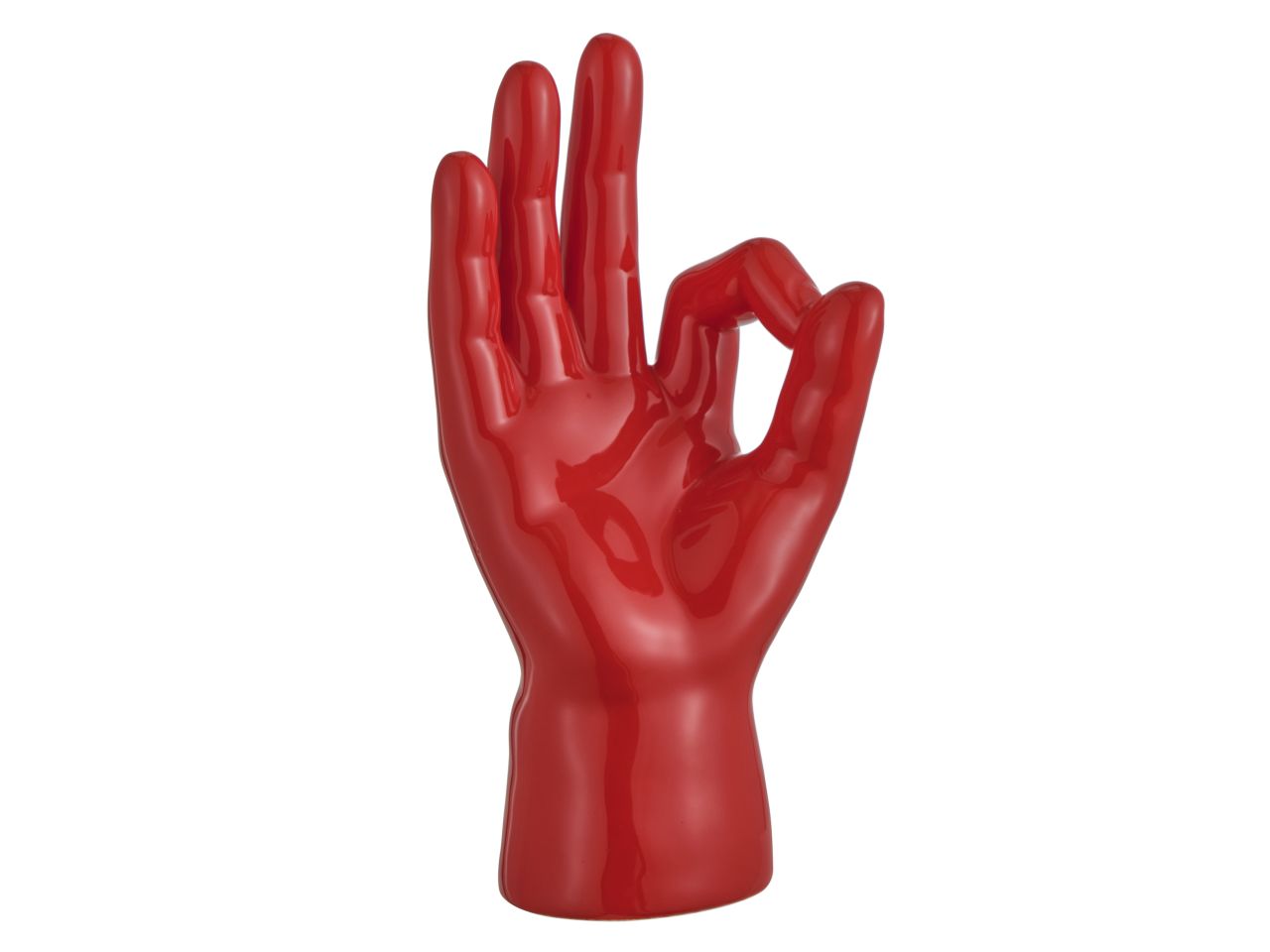 Mano okay rossa decorazione in ceramica