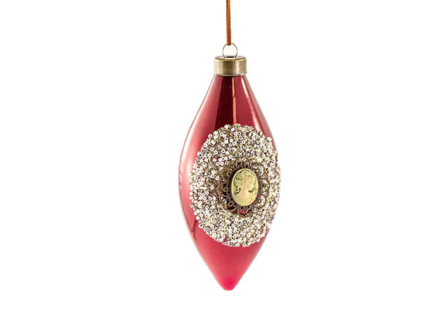 palline natalizie cameo bordeaux in vetro diametro 17cm