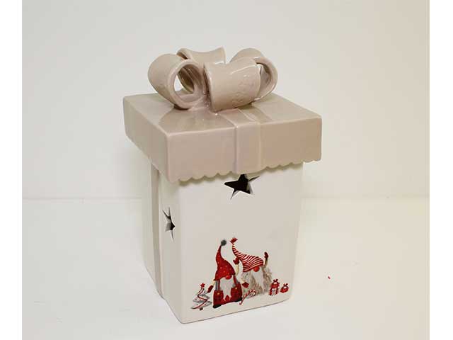 scatola ceramica 11x11x19cm con fiocco