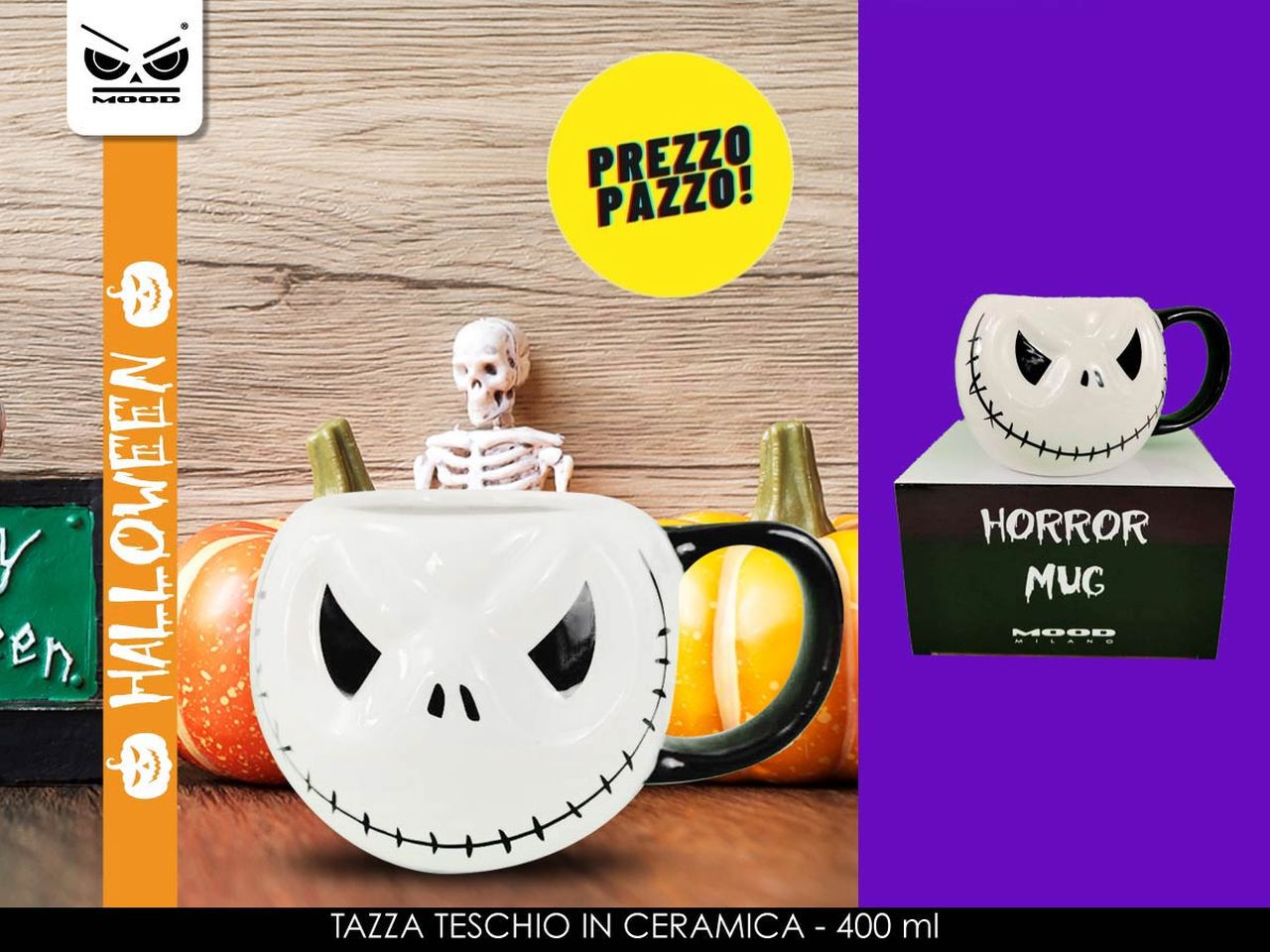 Tazza teschio in ceramica halloween