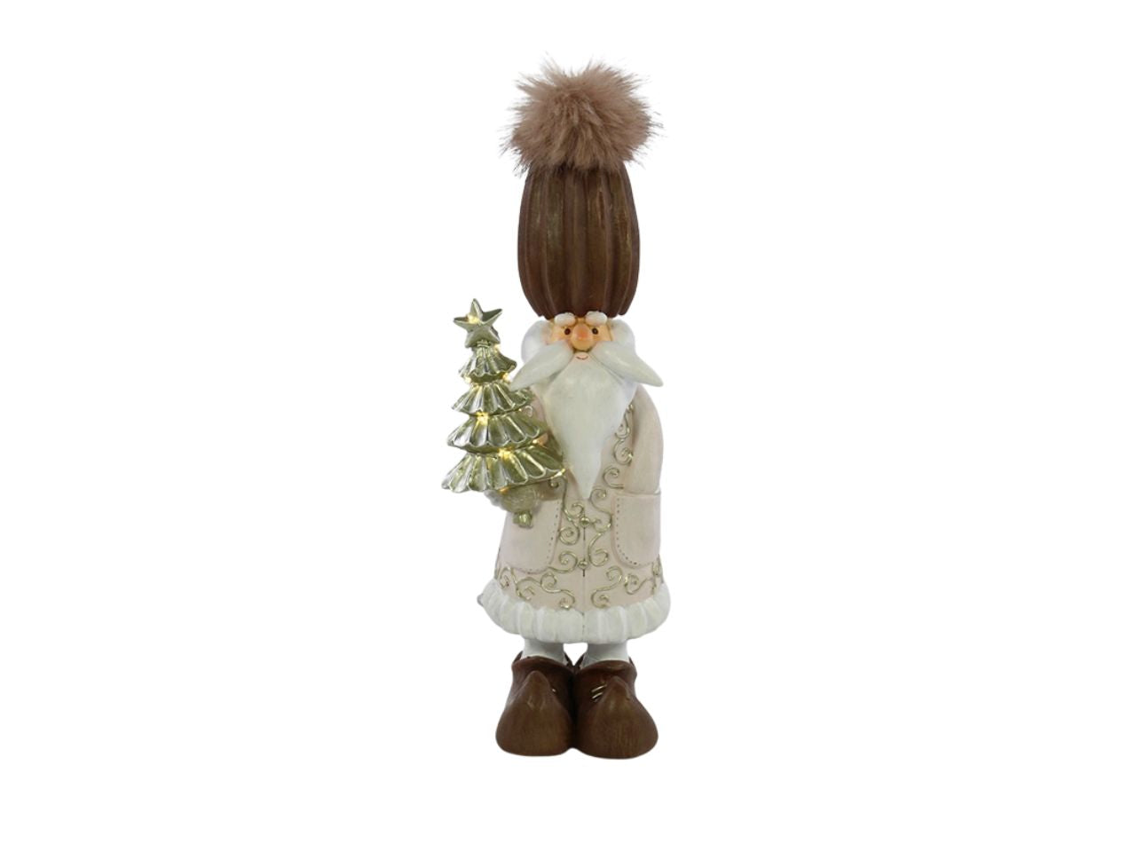 Babbo natale rosa/marrone con led h.31cm in resina