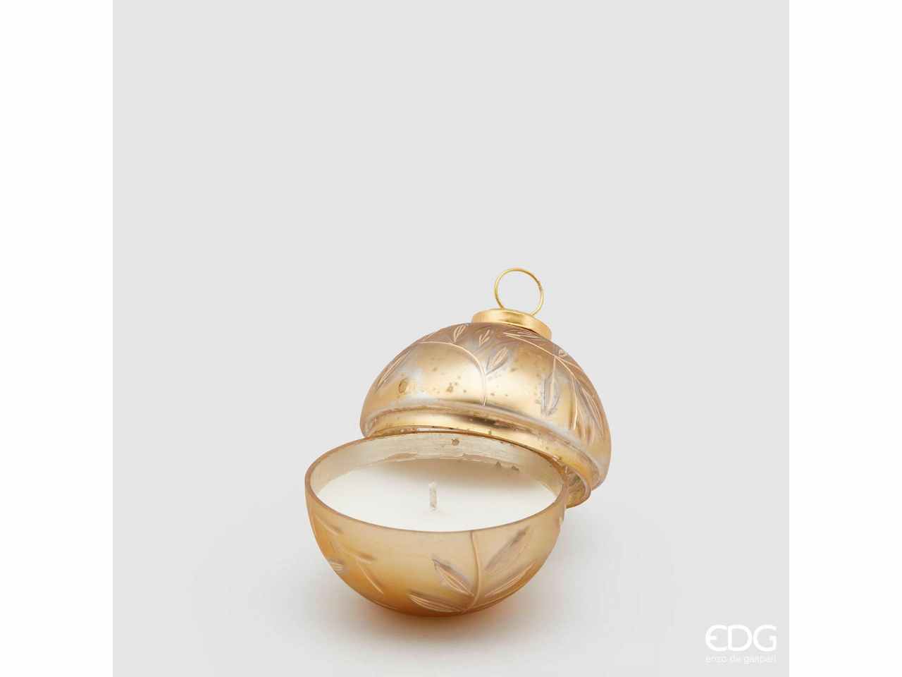 Sfera in vetro d.8cm oro con candela