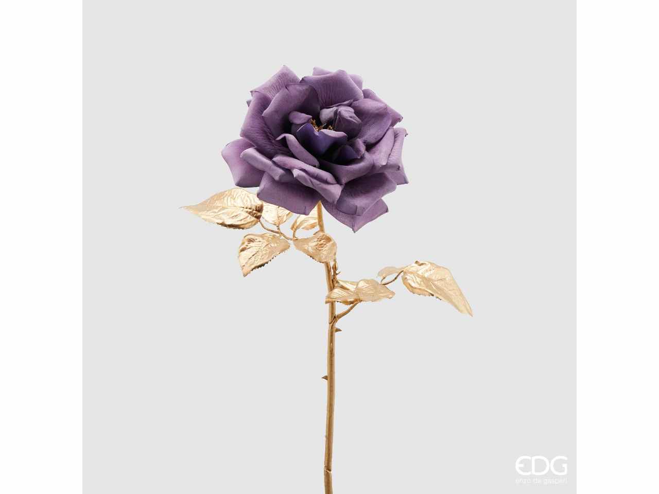Rosa lavanda con ramo stelo oro h.55cm