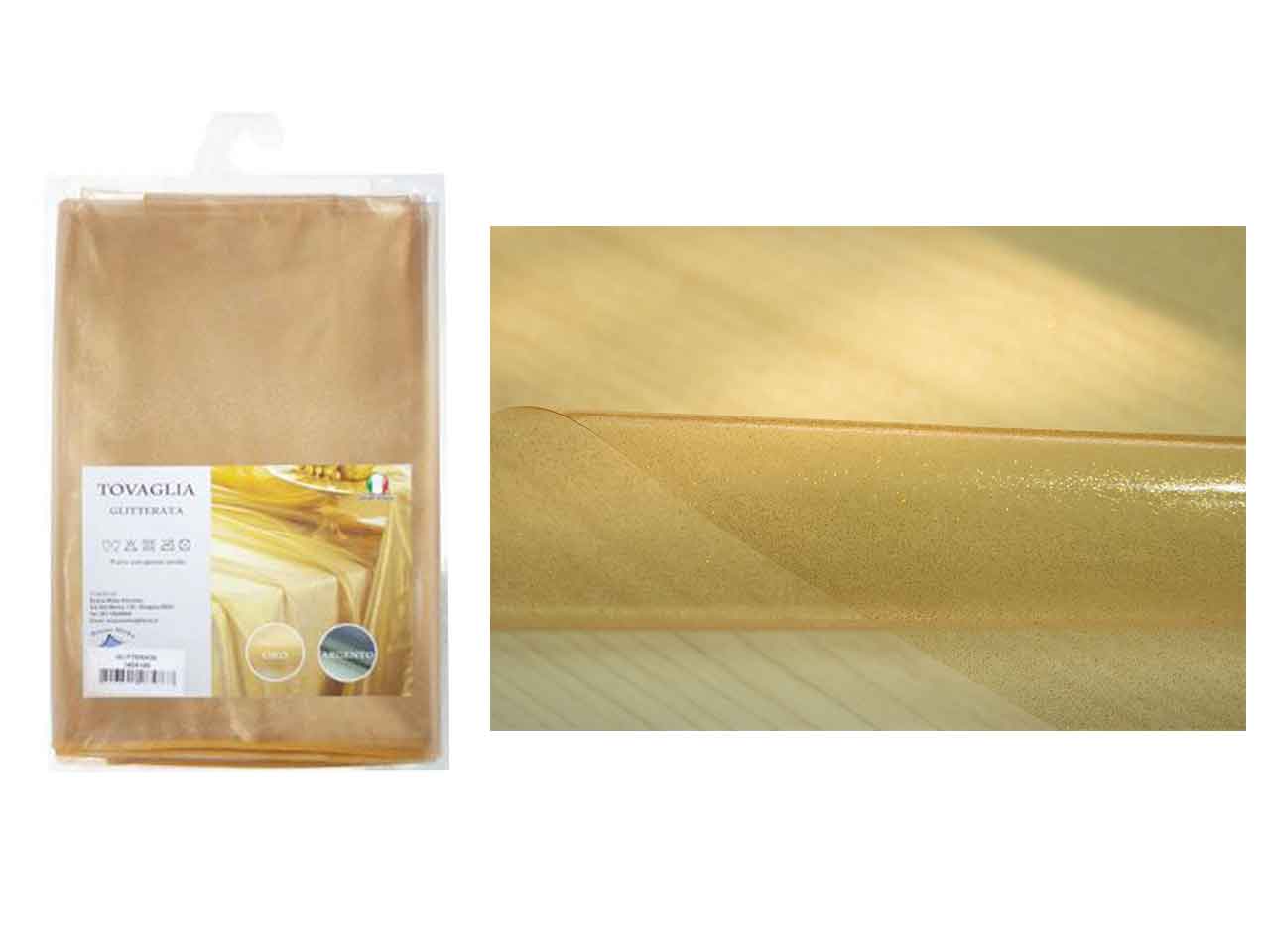 Tovaglia glitterata oro 140x140 tovgli 140x140
