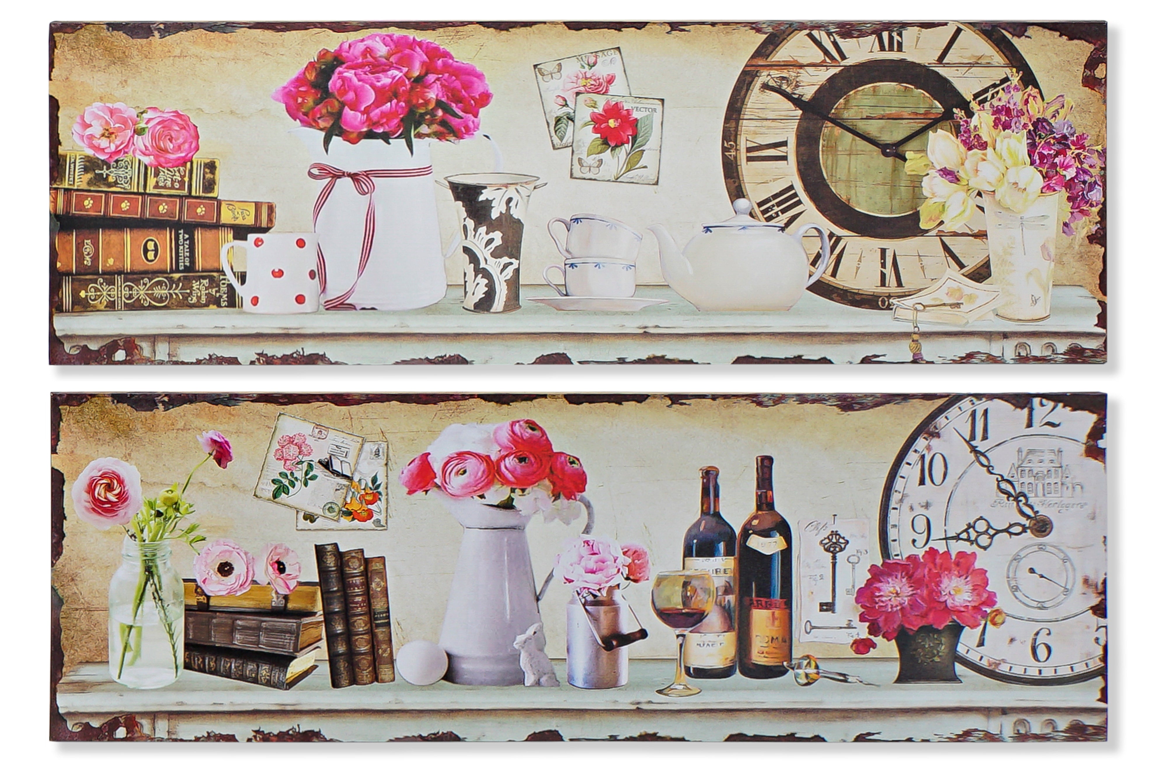 Quadro tela in mdf 90x2x30cm decoro natura morta in 2 modelli assortiti