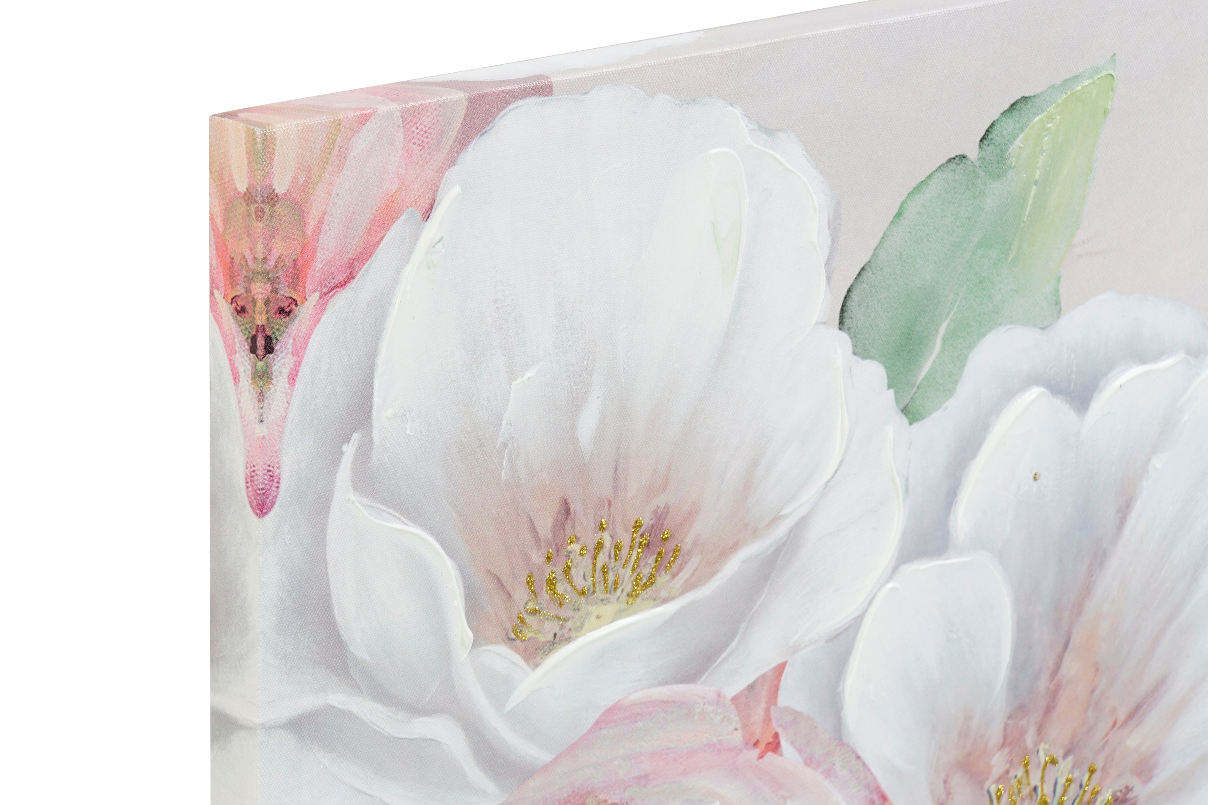 Quadro tela in mdf 60x2,5x60cm decoro fiori in 2 modelli assortiti