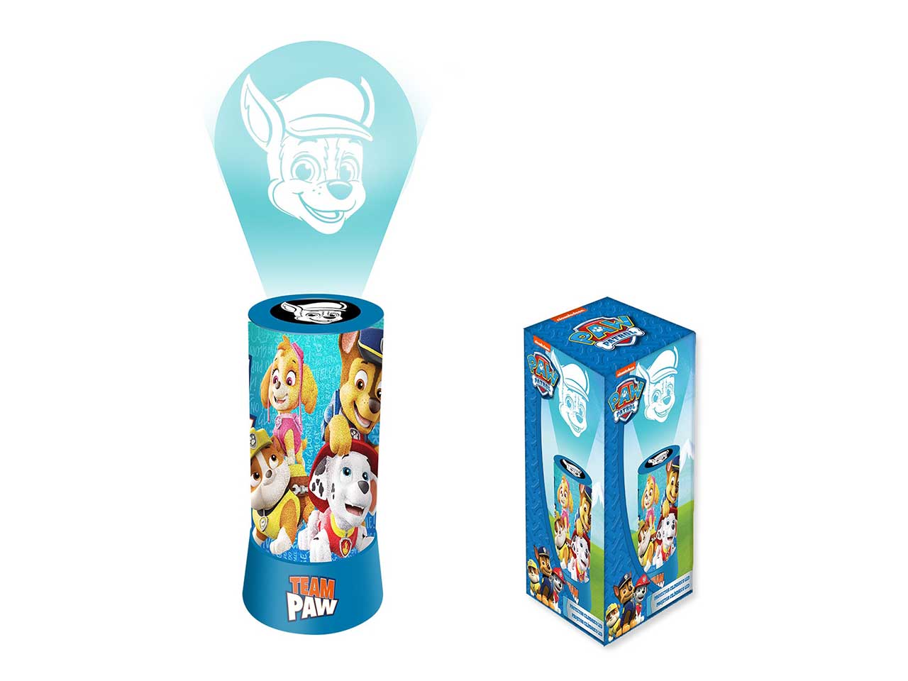 paw patrol lampada cilindrica con proiettore led 20cm
