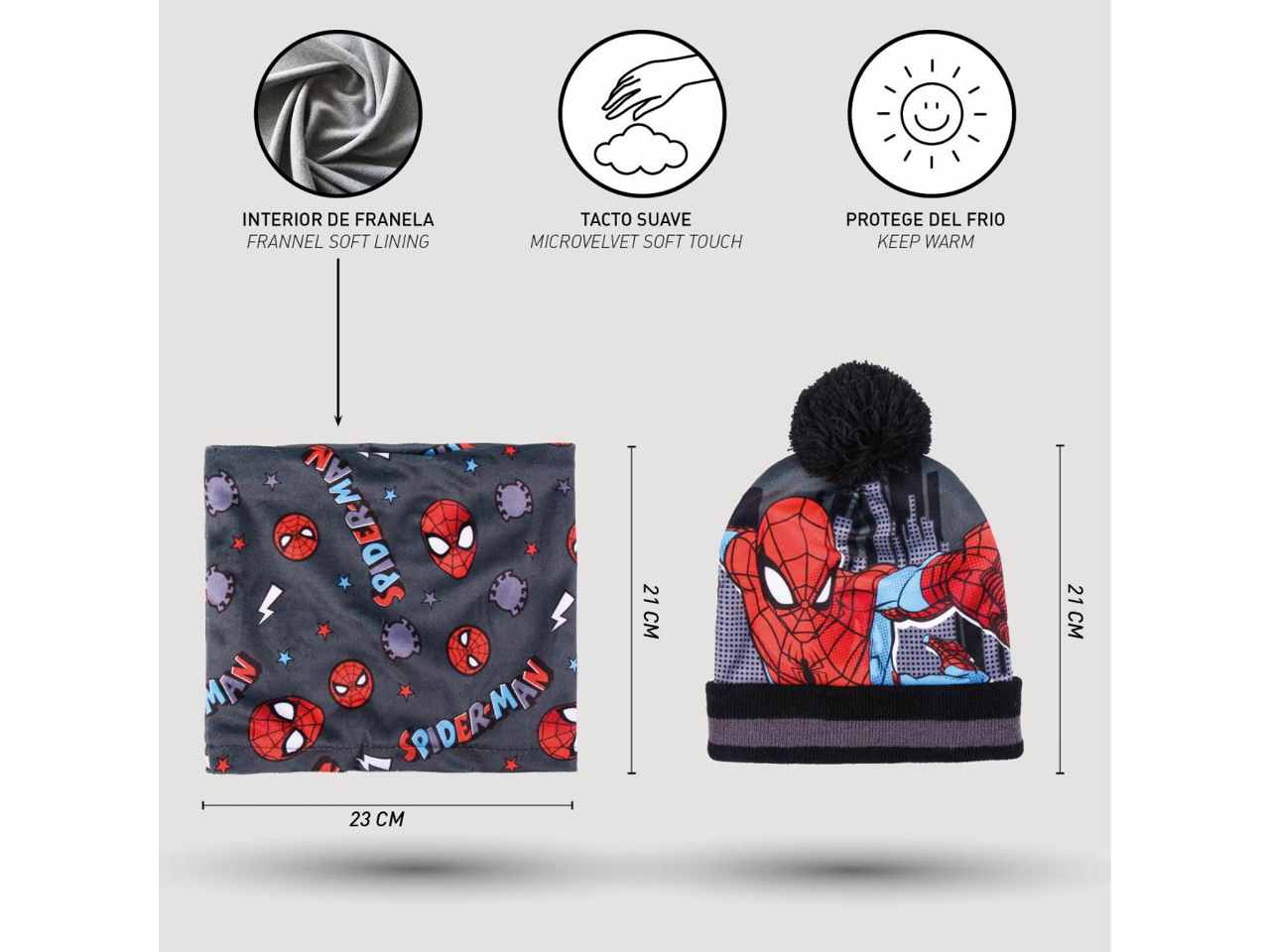 Spiderman cappello con guanti e scaldacollo