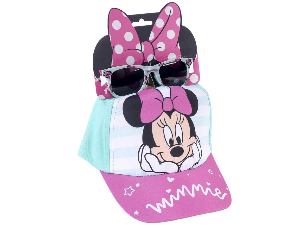 Minnie cappello con visiera e occhiali da sole